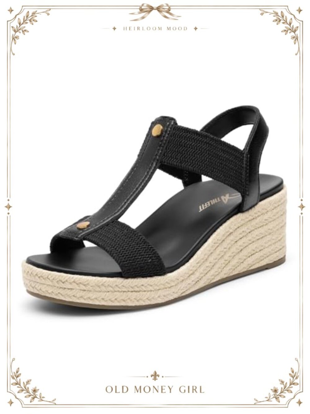 Athlefit Women's Espadrille Platform Wedge Sandals Open Toe Elastic Strap